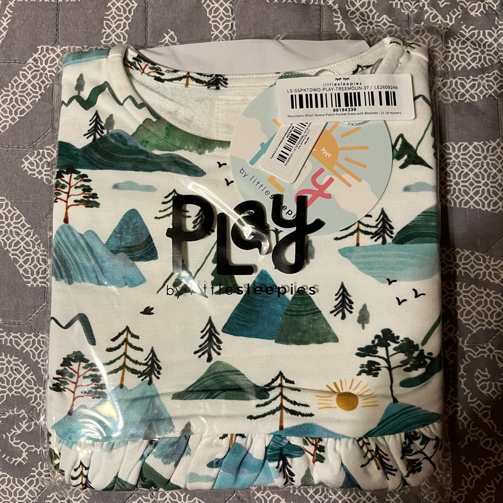 NIB 12-18 Little Sleepies Mountain Mist Pocket Dress w/ Bloomers